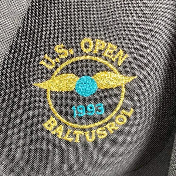VINTAGE IZOD Black 1993 U.S. Open Button Up Sports Coat Jacket Blazer - Picture 2 of 9
